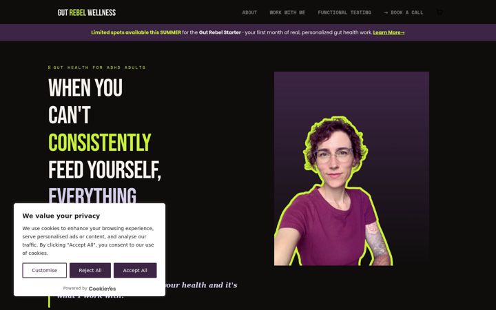 Screenshot of gutrebelwellness.com
