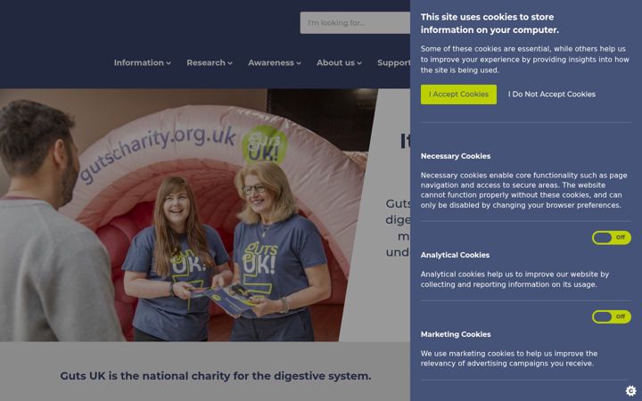 Screenshot of gutscharity.org.uk