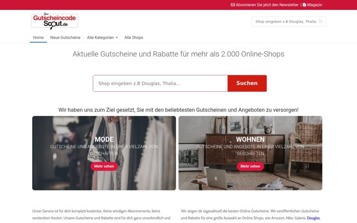 Screenshot of gutscheincodescout.de
