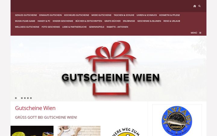 Screenshot of gutscheine-wien.at