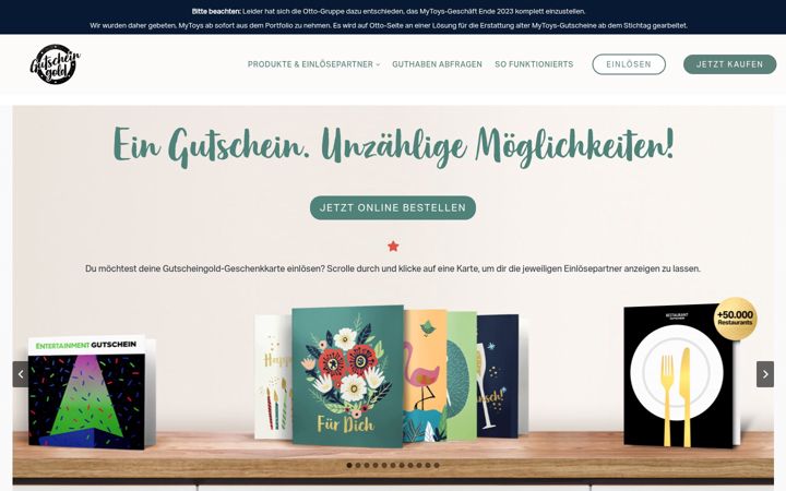 Screenshot of gutscheingold.de