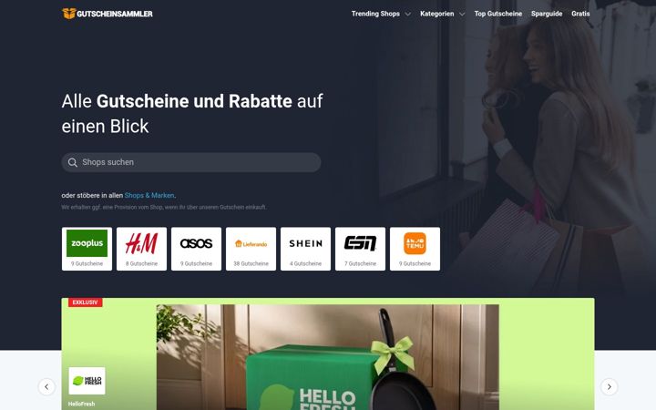 Screenshot of gutscheinsammler.de