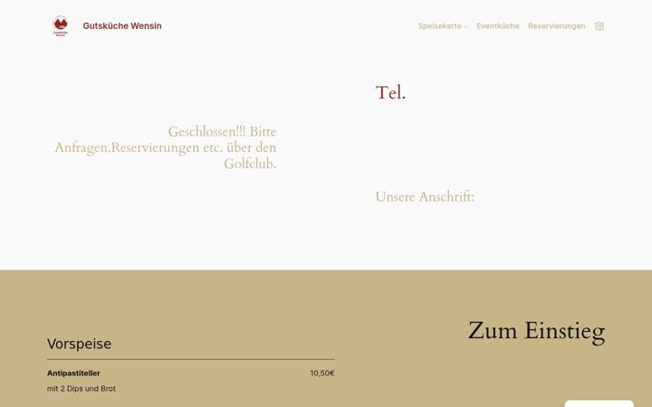 Screenshot of gutskueche-wensin.de