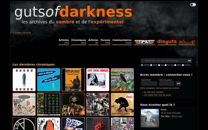 Screenshot of gutsofdarkness.com