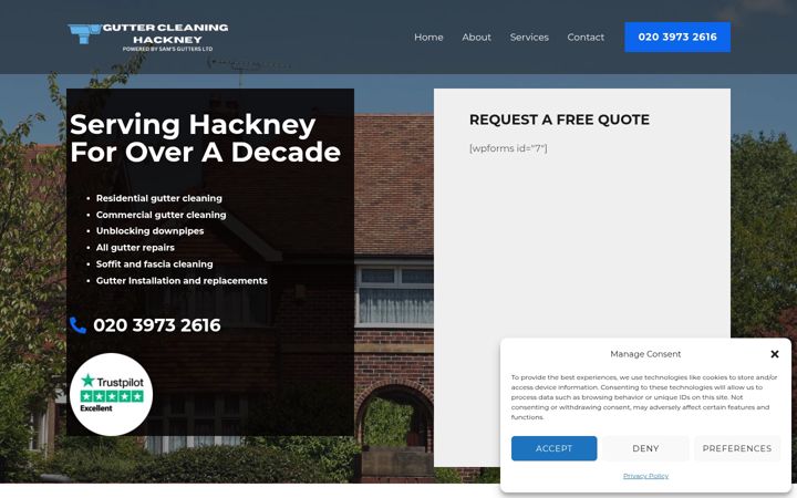 Screenshot of guttercleaninghackney.co.uk