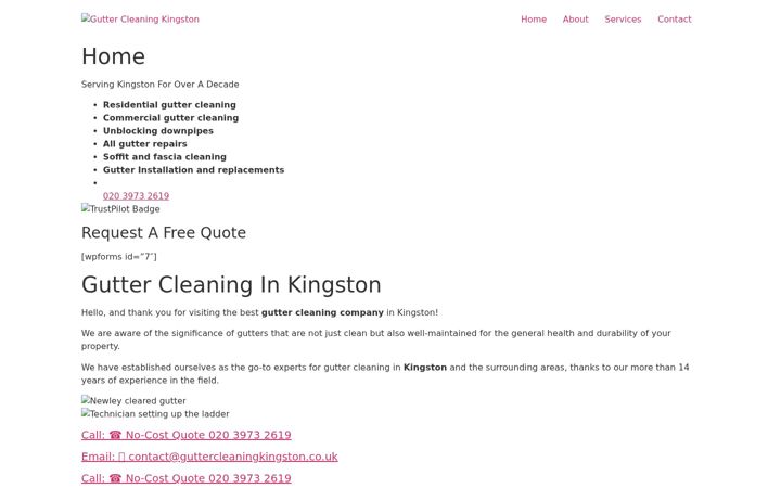 Screenshot of guttercleaningkingston.co.uk