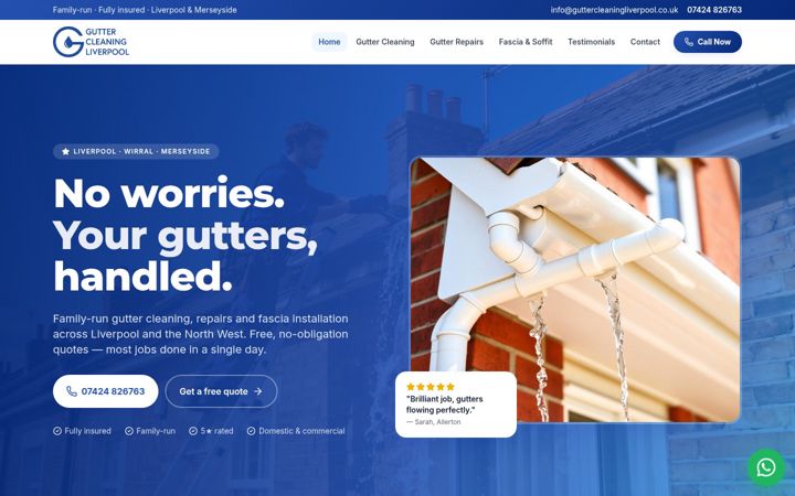 Screenshot of guttercleaningliverpool.co.uk