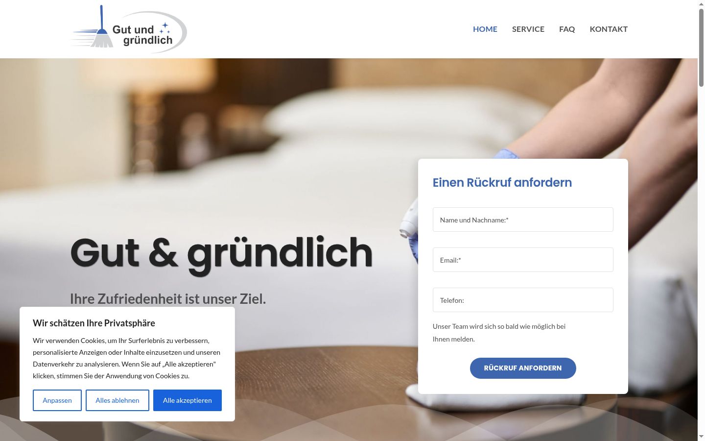 Screenshot des Einwilligungsbanners vor jeglicher Interaktion