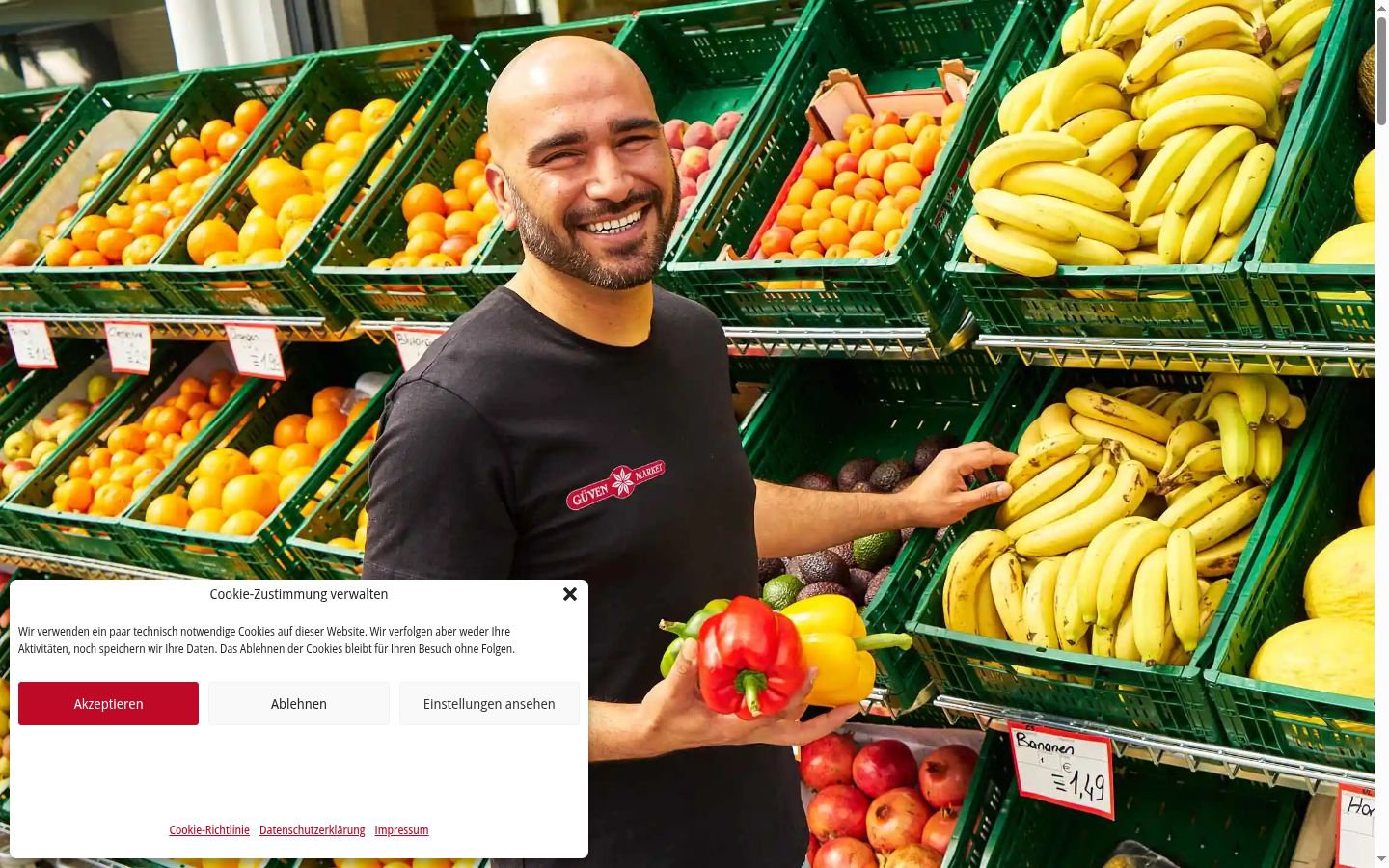 Posnetek zaslona pasice za privolitev, prikazane pred kakršno koli interakcijo