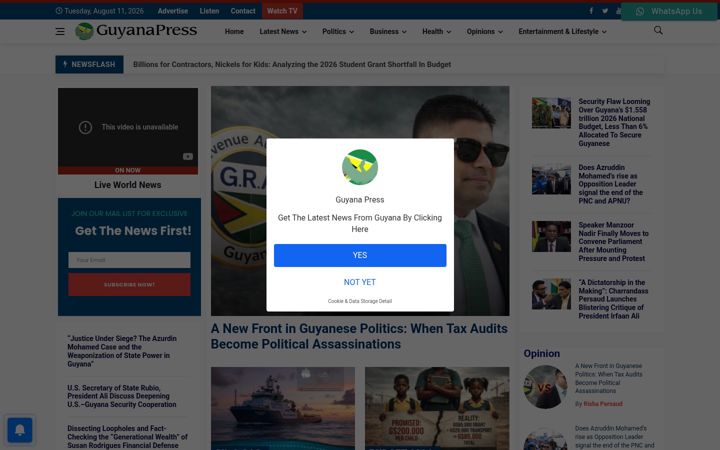 Screenshot of guyanapress.com