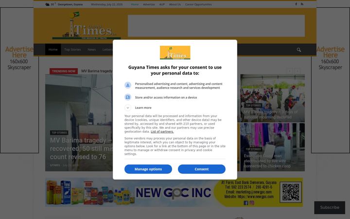 Screenshot van guyanatimesgy.com