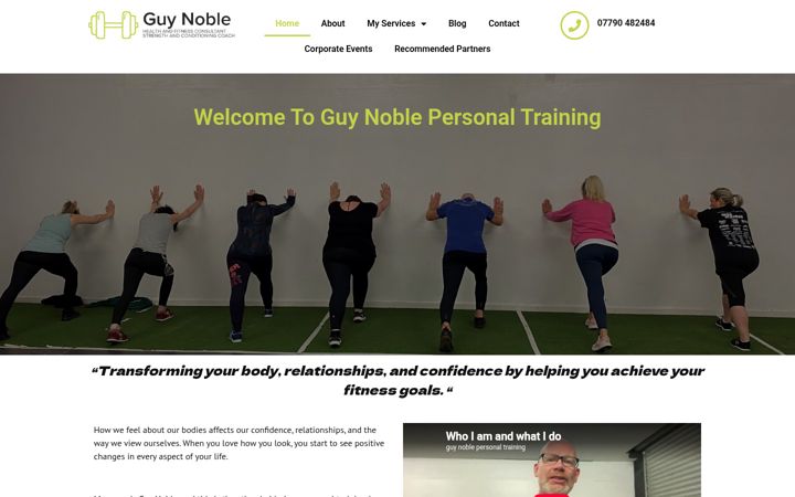 Screenshot of guynoblepersonaltraining.co.uk