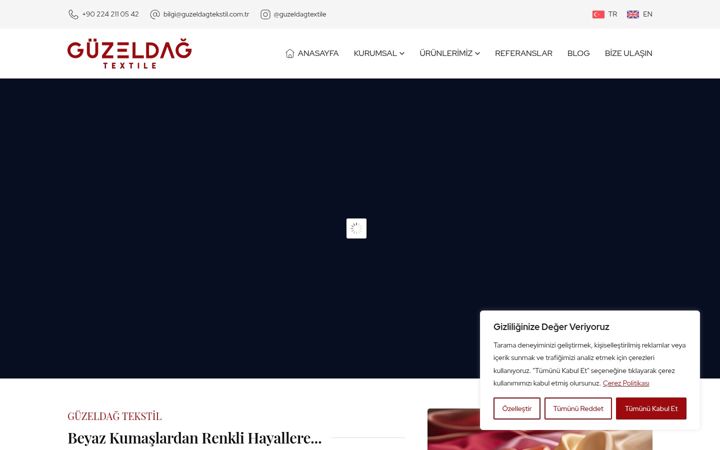 Screenshot of guzeldagtekstil.com.tr