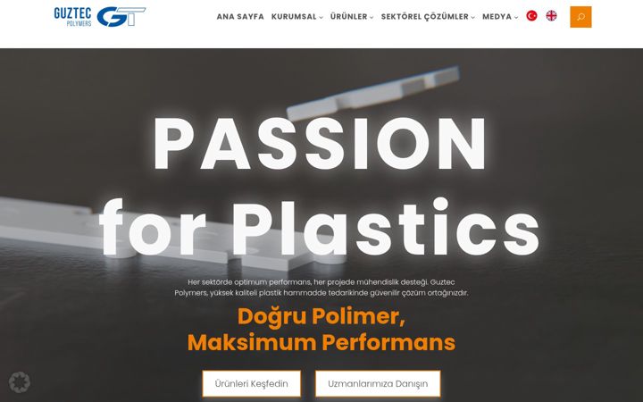 Screenshot of guzmanpolymers.com.tr