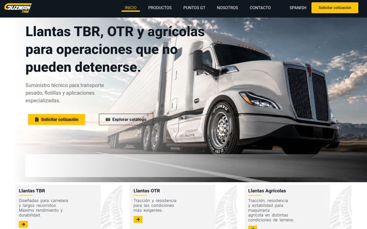 Screenshot of guzmantire.mx