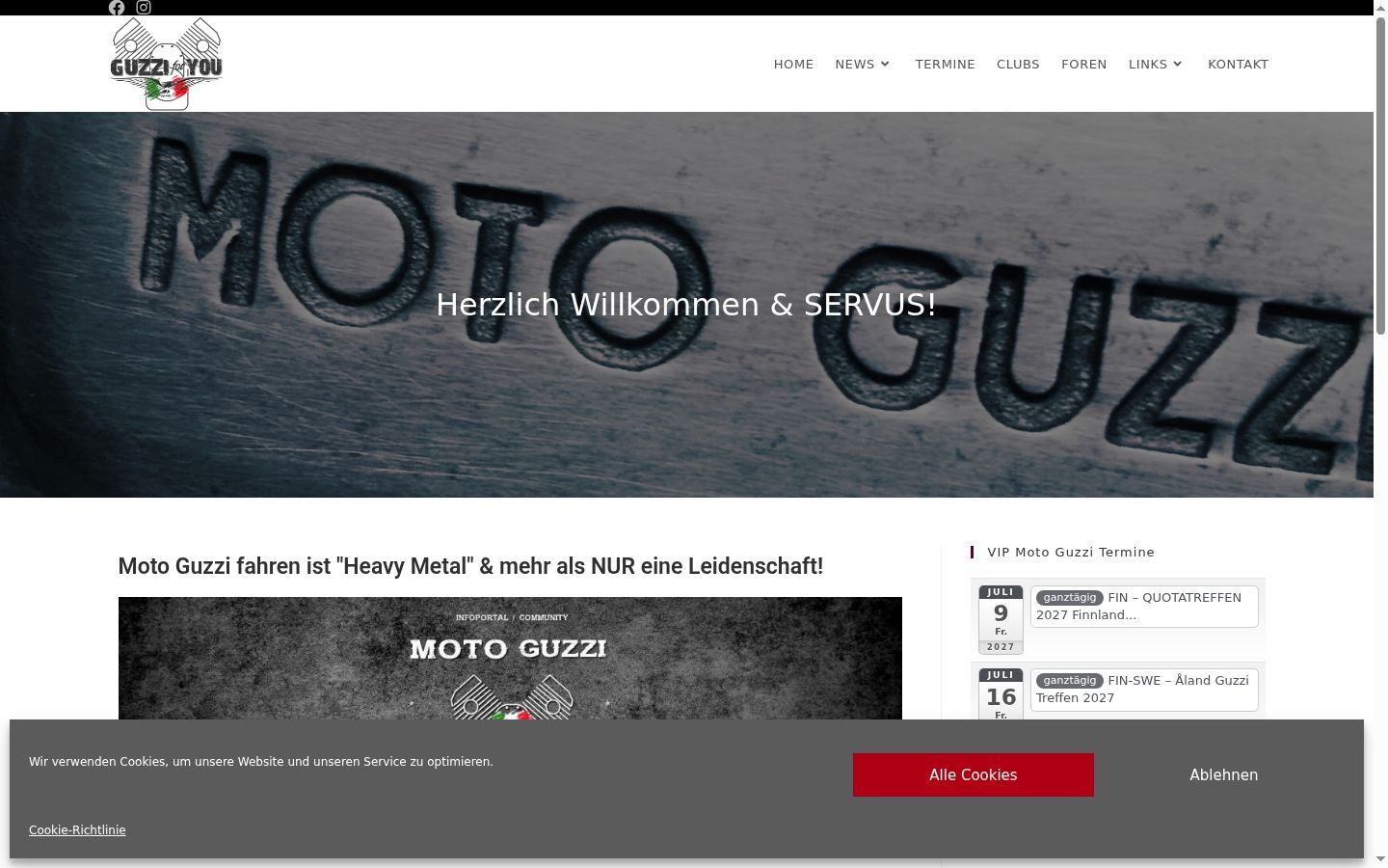 Screenshot des Einwilligungsbanners vor jeglicher Interaktion