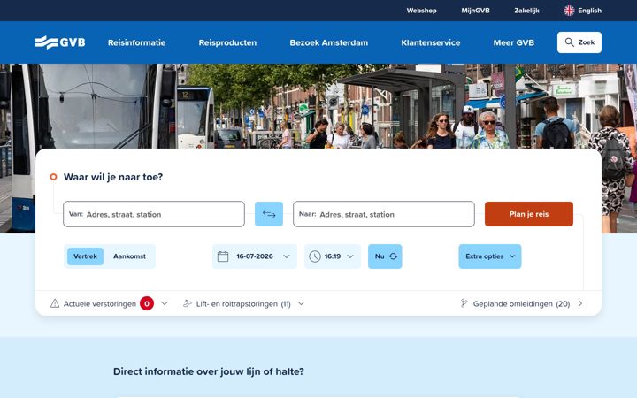 Screenshot of gvb.nl
