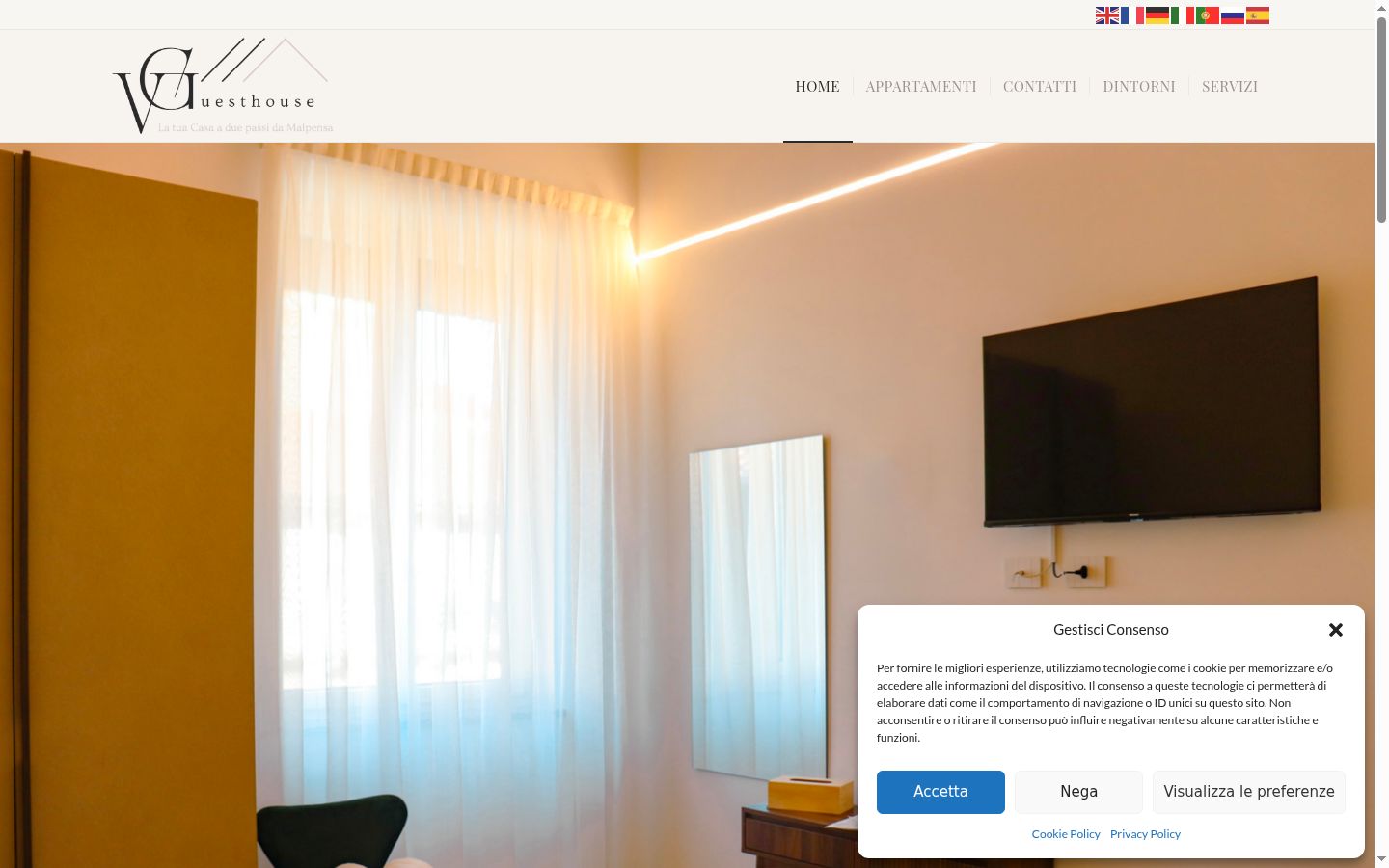 Captura de ecrã do banner de consentimento apresentado antes de qualquer interação