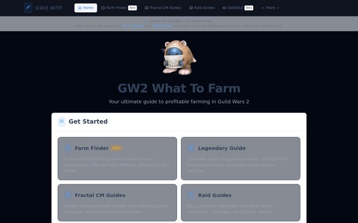 Screenshot of gw2wtf.com