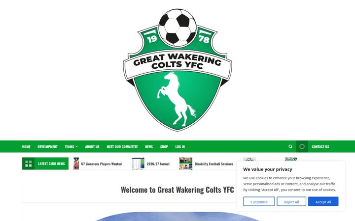 Screenshot of gwcyfc.com