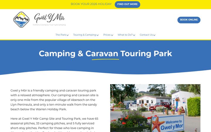 Screenshot of gwelymorcamping.co.uk