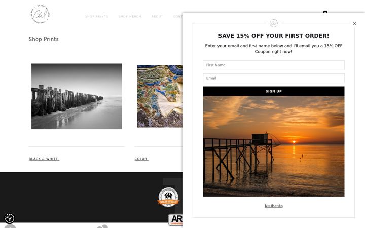Screenshot of gwfineartphoto.com