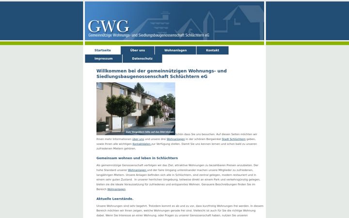 Screenshot of gwg-schluechtern.de