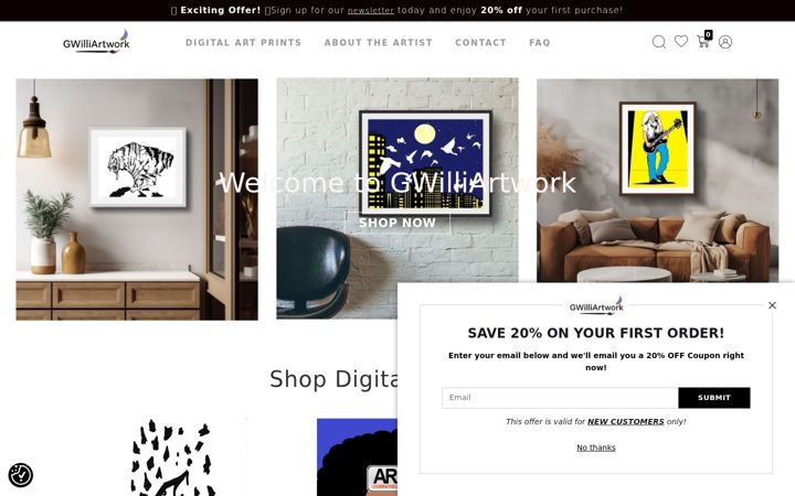 Screenshot of gwilliartwork.com