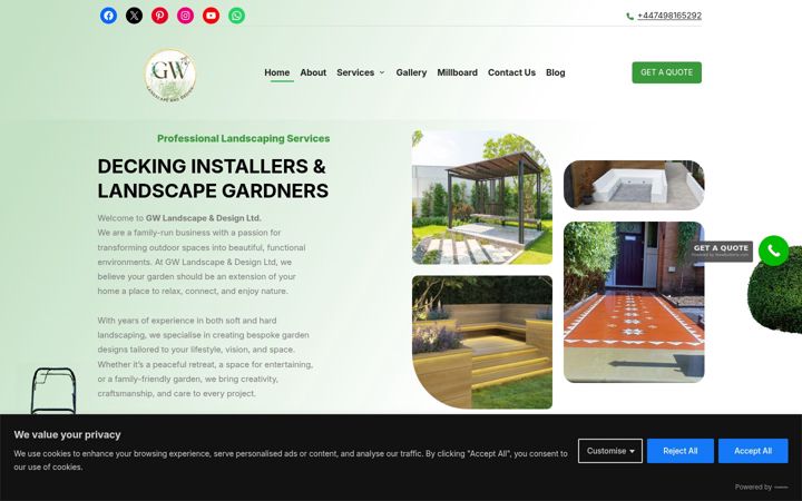 Screenshot of gwlandscapedesign.com