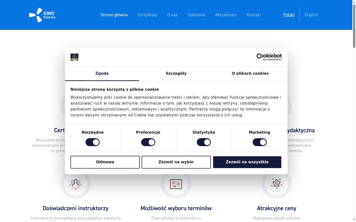 Snímek obrazovky baneru souhlasu zobrazeného před jakoukoli interakcí