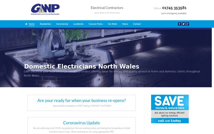 Screenshot of gwp-electrical.com