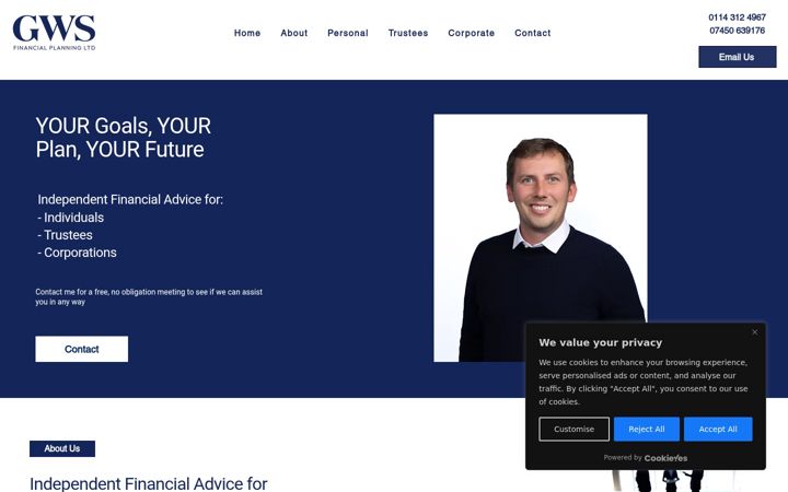 Screenshot of gwsfinancialplanning.co.uk