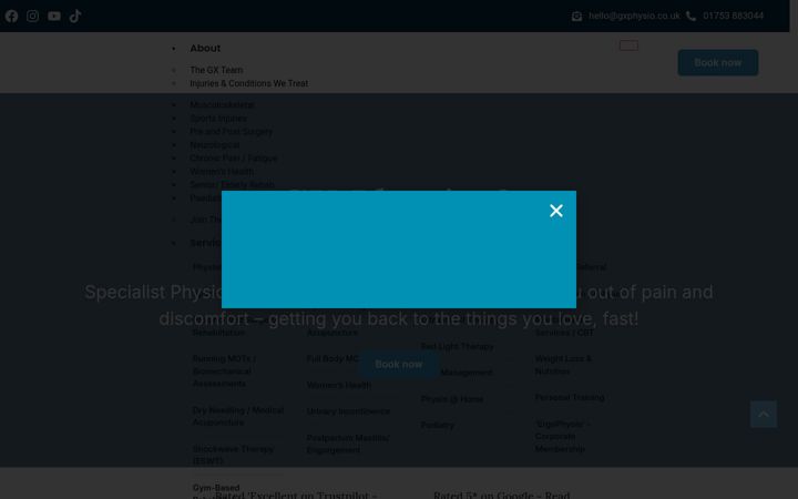 Screenshot of gxphysio.co.uk