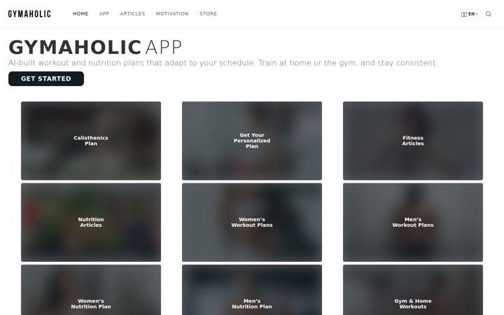 Screenshot of gymaholic.co