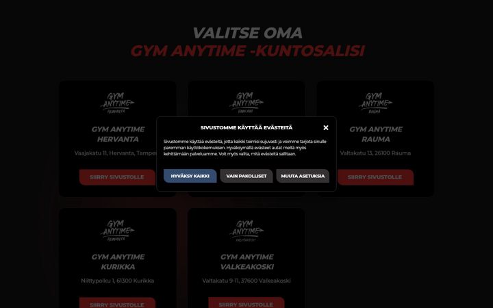 Screenshot of gymanytime.fi
