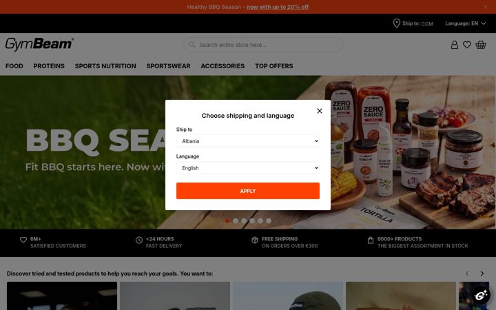 Screenshot of gymbeam.com