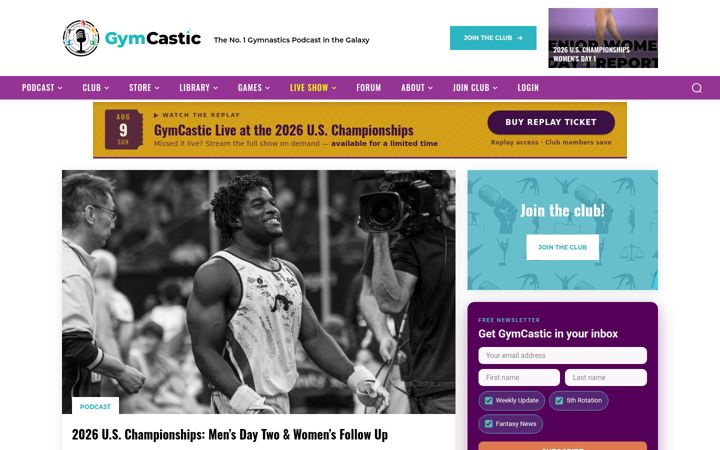 Screenshot of gymcastic.com