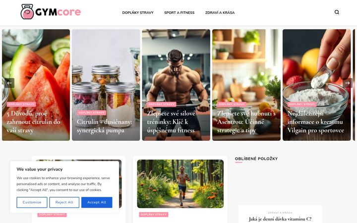 Screenshot of gymcore.cz