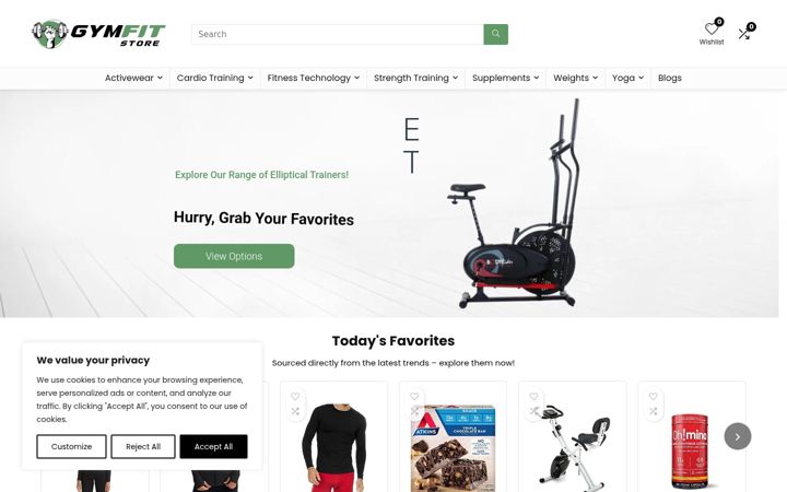 Screenshot of gymfitstore.com