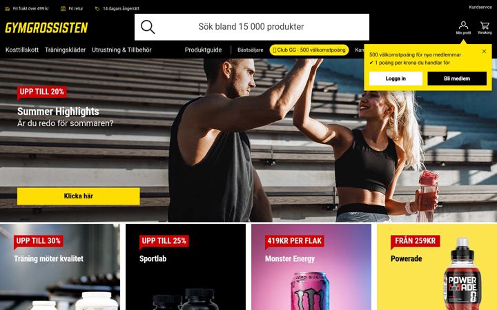 Screenshot of gymgrossisten.com