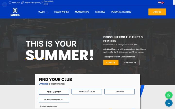 Screenshot of gymking.nl