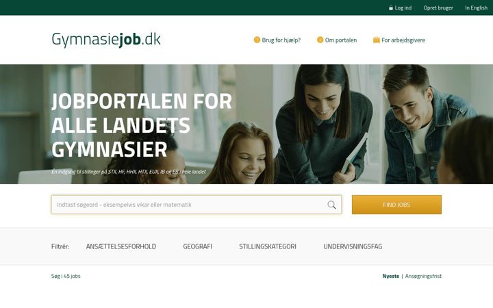 Screenshot of gymnasiejob.dk