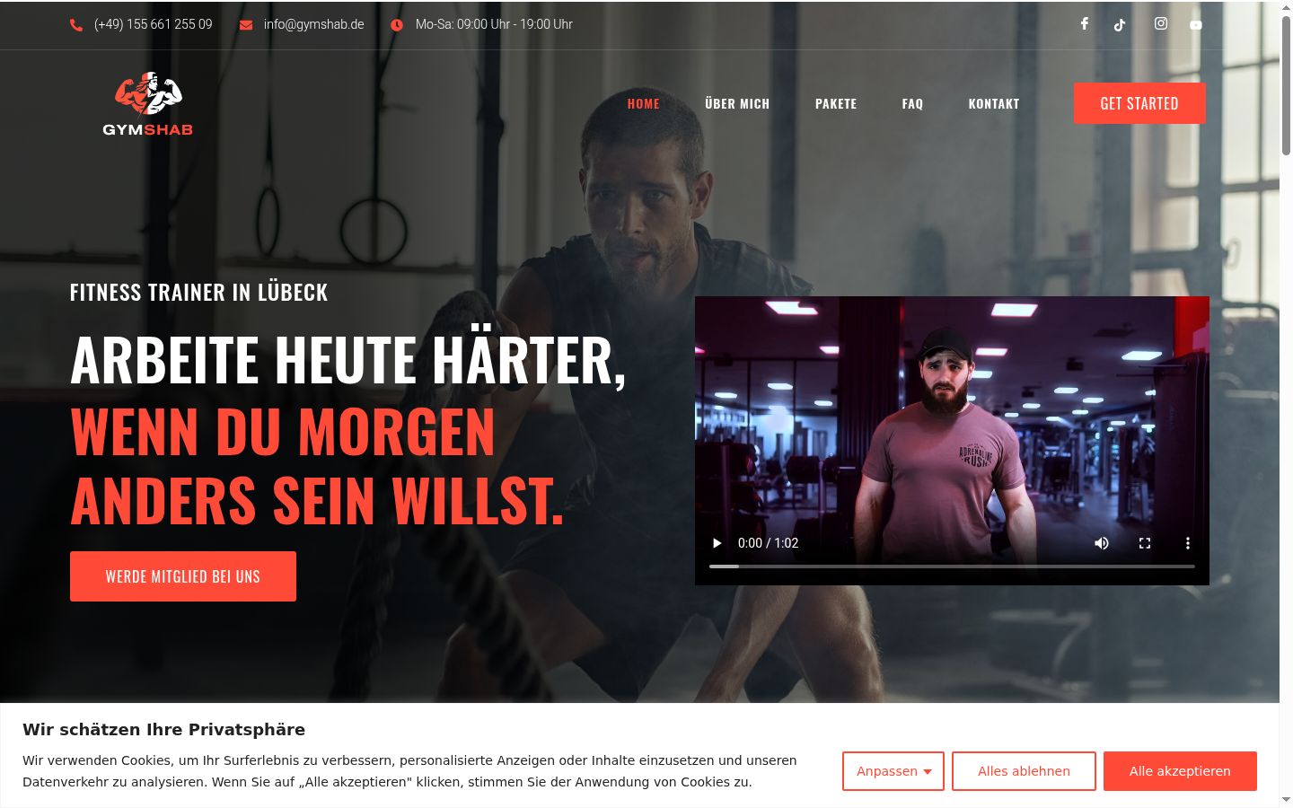 Screenshot del banner di consenso mostrato prima di qualsiasi interazione