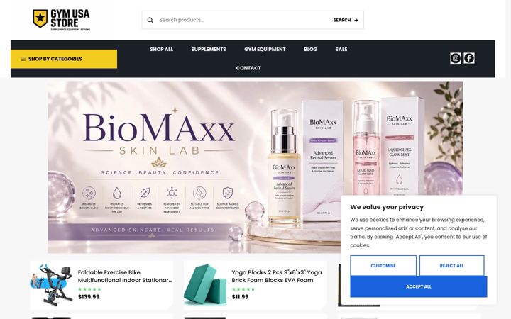 Screenshot of gymusastore.com