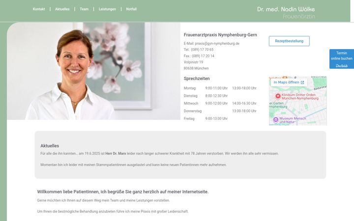 Screenshot of gyn-nymphenburg.de