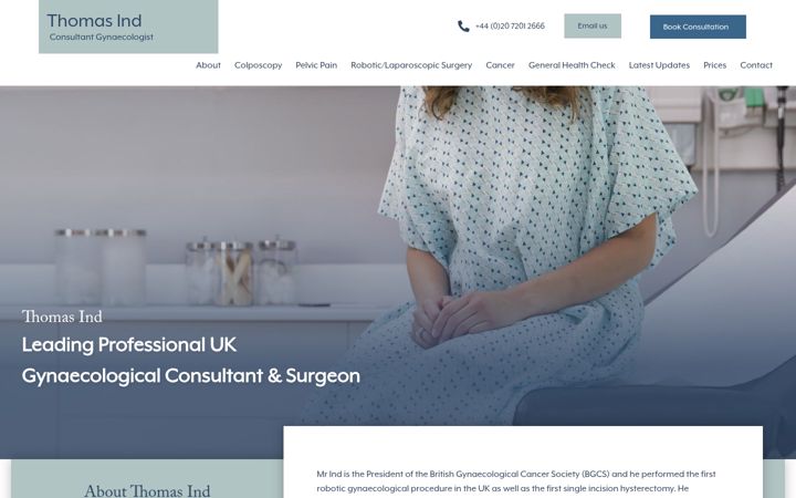 Screenshot of gynaecologist.me.uk