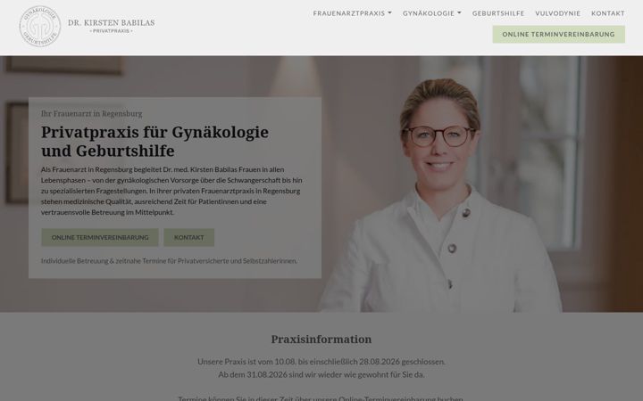 Screenshot of gynaekologie-regensburg.de