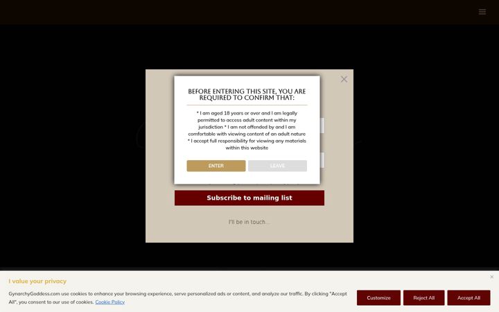 Screenshot of gynarchygoddess.com