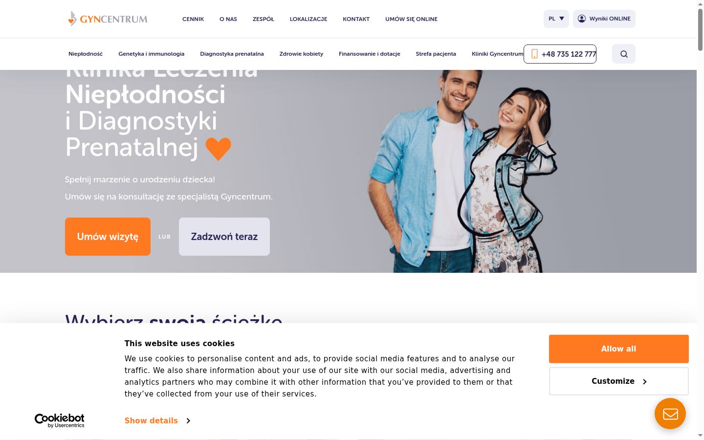 Zrzut ekranu banera zgody wyświetlanego przed jakąkolwiek interakcją