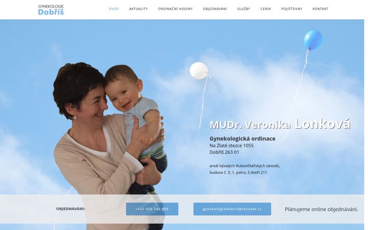 Captură de ecran a gynekologiedobris.cz